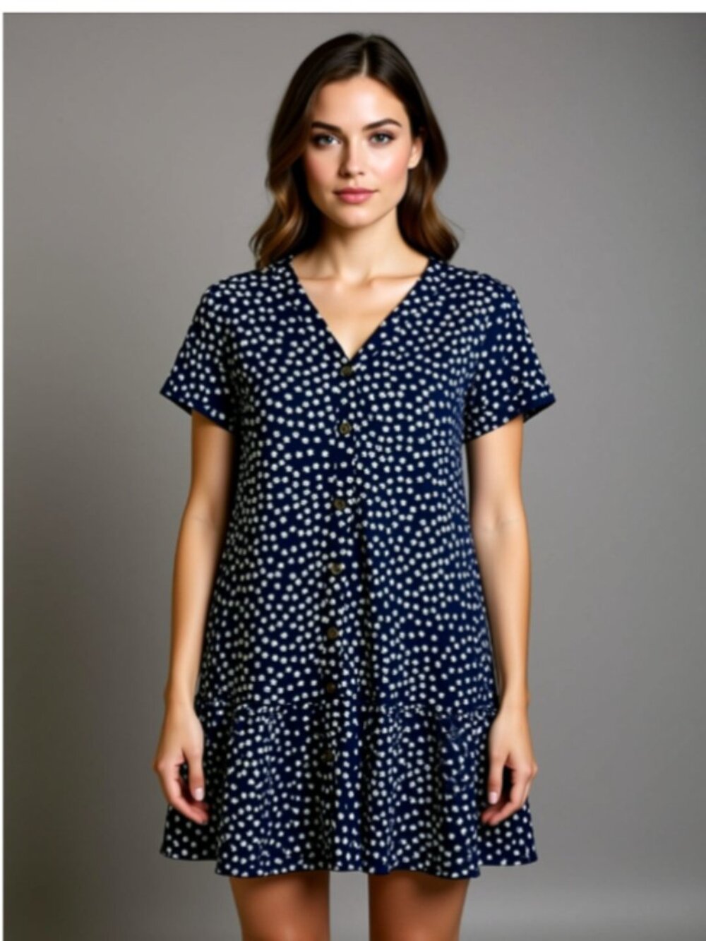 Cute Navy Summer Dress or Bathing Suit Cover up, with Flutter Sleeves